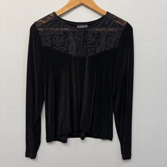 AHNI Women Long Sleeve Blouse Top Shirt Size 1 Acetate Blend C056 -20 - Picture 16 of 16